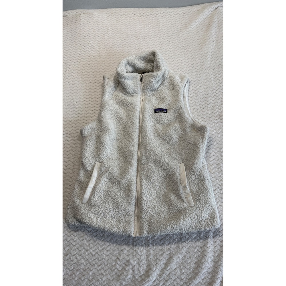 Patagonia Los Gatos Fleece Vest Womens Medium White Full Zip 25216 Pockets
